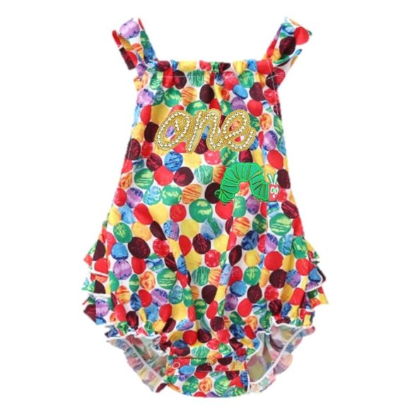 The Very Hungry Caterpillar Romper Smash First Birthday Dress Clothes Outfit
